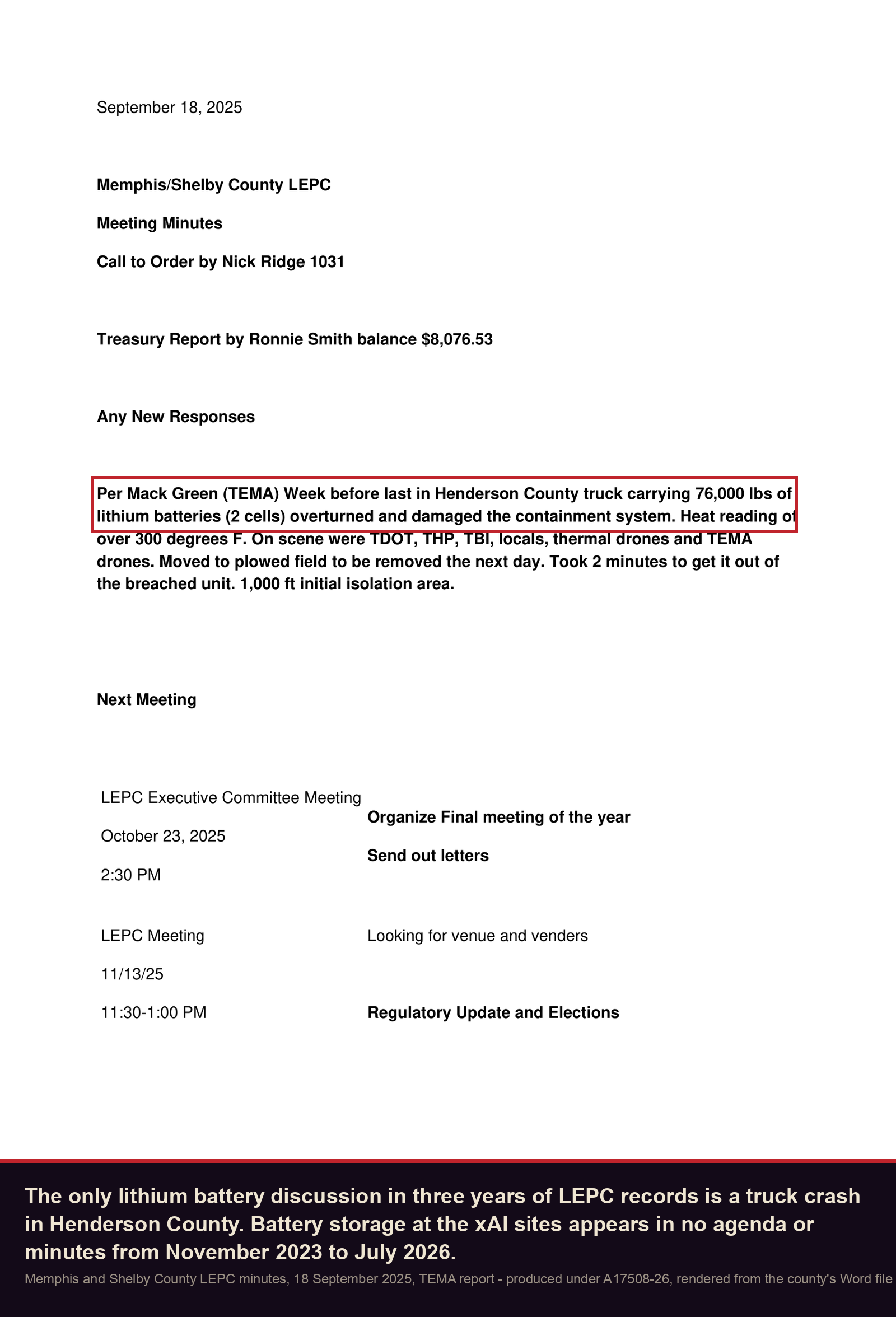 September 2025 minutes: the only lithium discussion