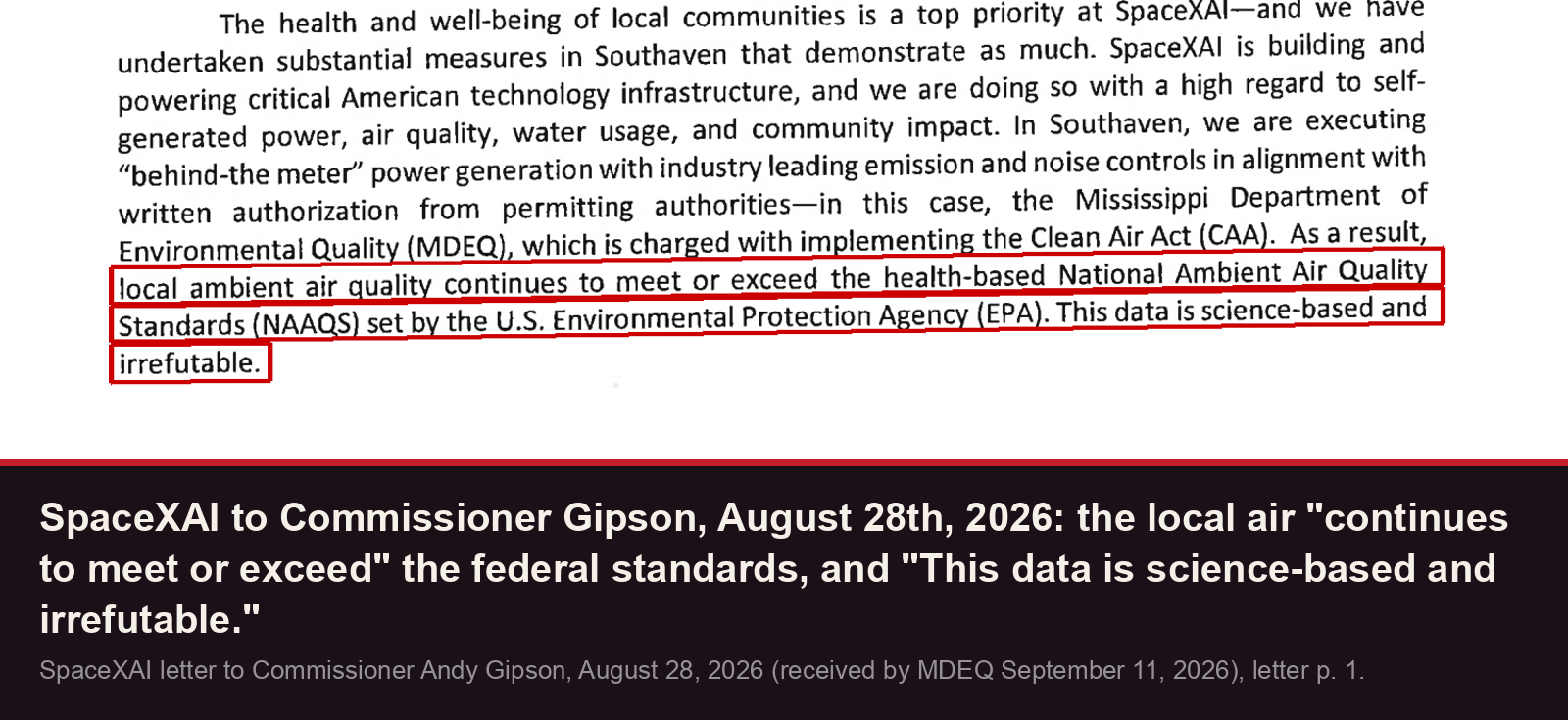 The irrefutable line in SpaceXAI's letter