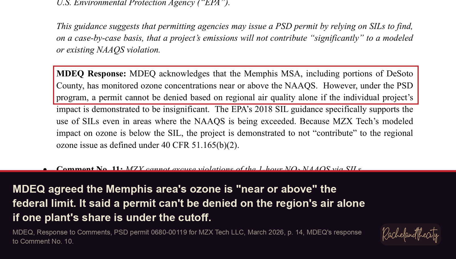 MDEQ: the Memphis area's ozone is near or above the federal limit