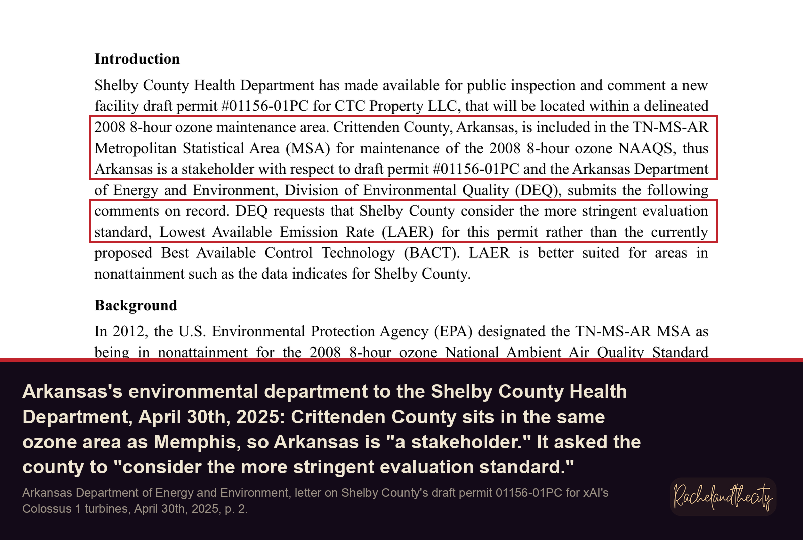 Arkansas's letter to Shelby County: Arkansas is a stakeholder