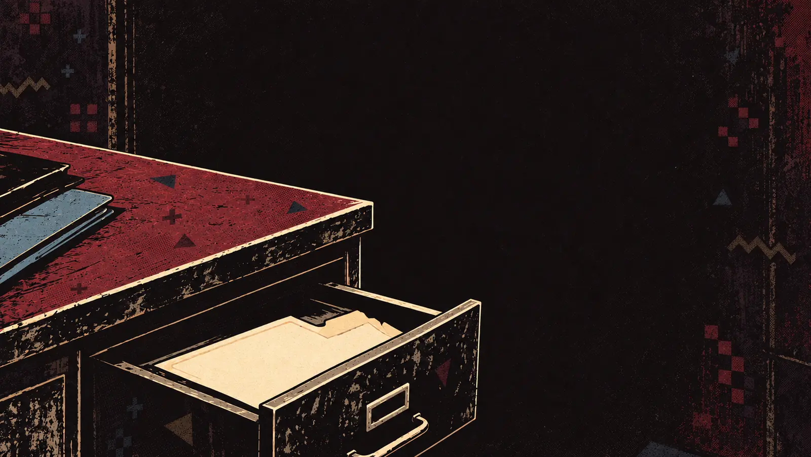 An open file-cabinet drawer with tabbed folders